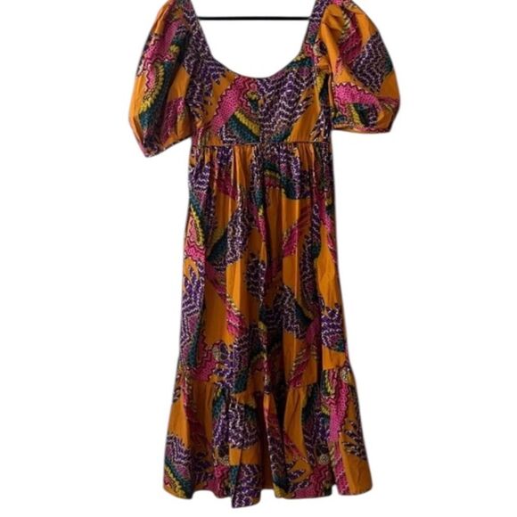 FARM RIO Beaded Macaws Cotton Midi Dress In Multi S NWOT - Picture 6 of 13